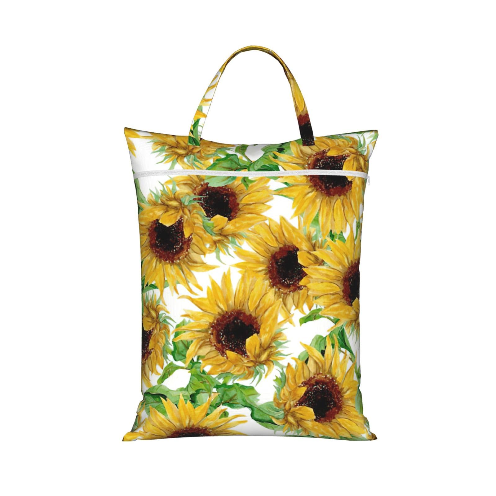 Pphgut 1 Pc Yellow Sunflowers Print Travel Laundry Bag Portable Dirt Clothes Bags Daily Hiking Camping Vacation