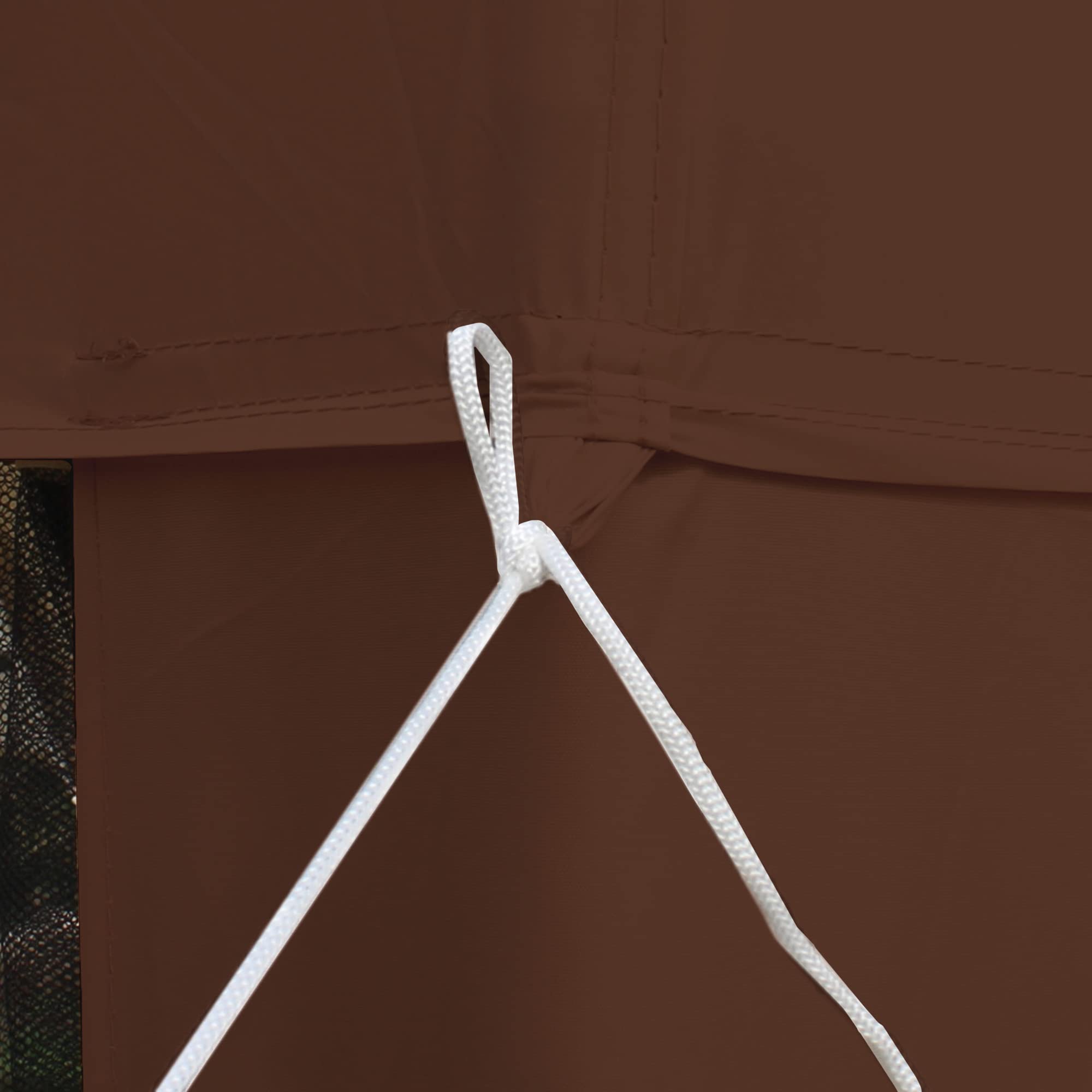 Outsunny Tonnelle Barnum de Jardin 3L x 3l m avec 4 moustiquaires Amovibles - Double Toit - Marron