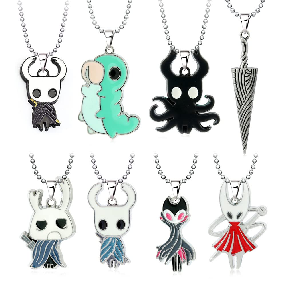 Collier + Porte-Clés Hollow Knight 14 Pièces - Figurines Master Grimm, Pure Nail, Troupe Métal
