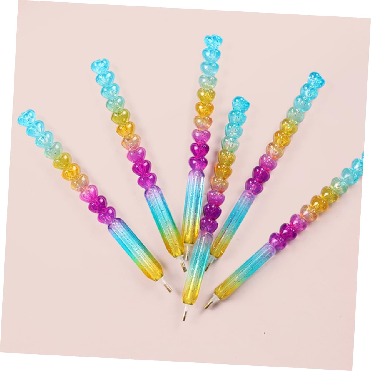Ipetboom 2pcs Rhinestone Picker Tool Colorful Dotting Pen for Wax Tip Beads Picker for Home and School Use Heart Style Design
