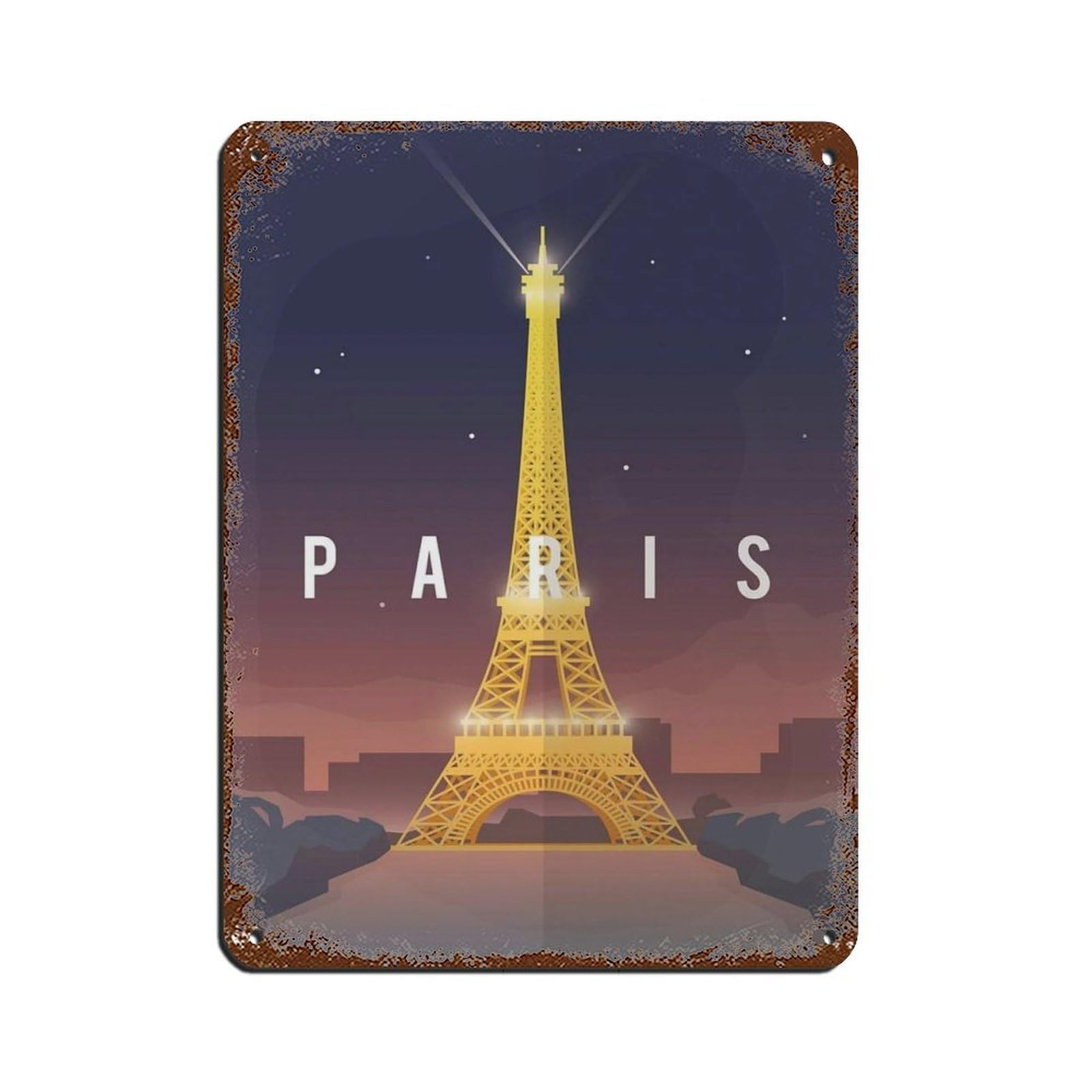 Paris Travel Poster, France Poster (3) Retro Poster Metal Tin Sign Chic Art Retro Iron Painting Bar People Cave Cafe Family Garage Poster Wall Decoration 12x16inch(30x40cm)