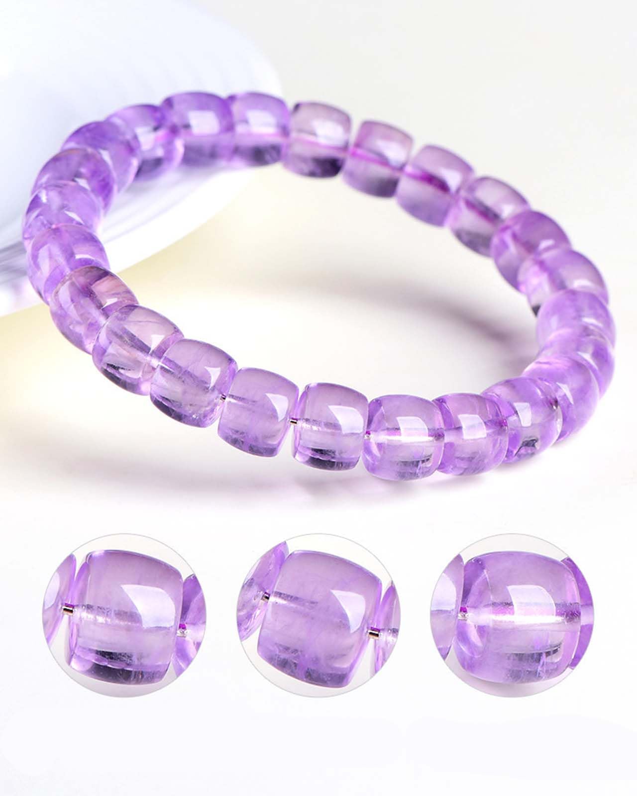 Pulsera de Amatista Pulseras elásticas con Cuentas Hechas a Mano