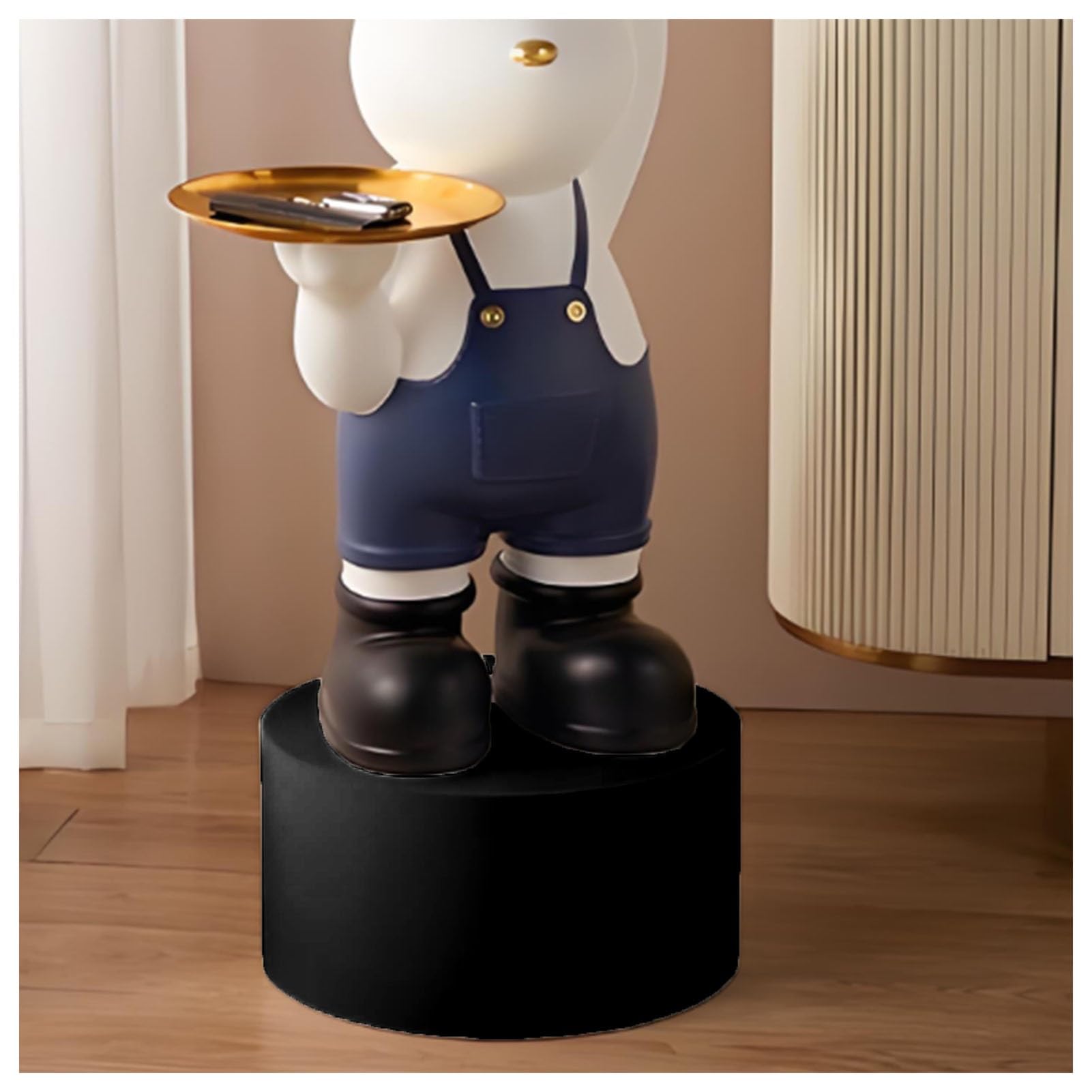 Présentoir rond en bois noir 80x20 cm pour boutique et événement