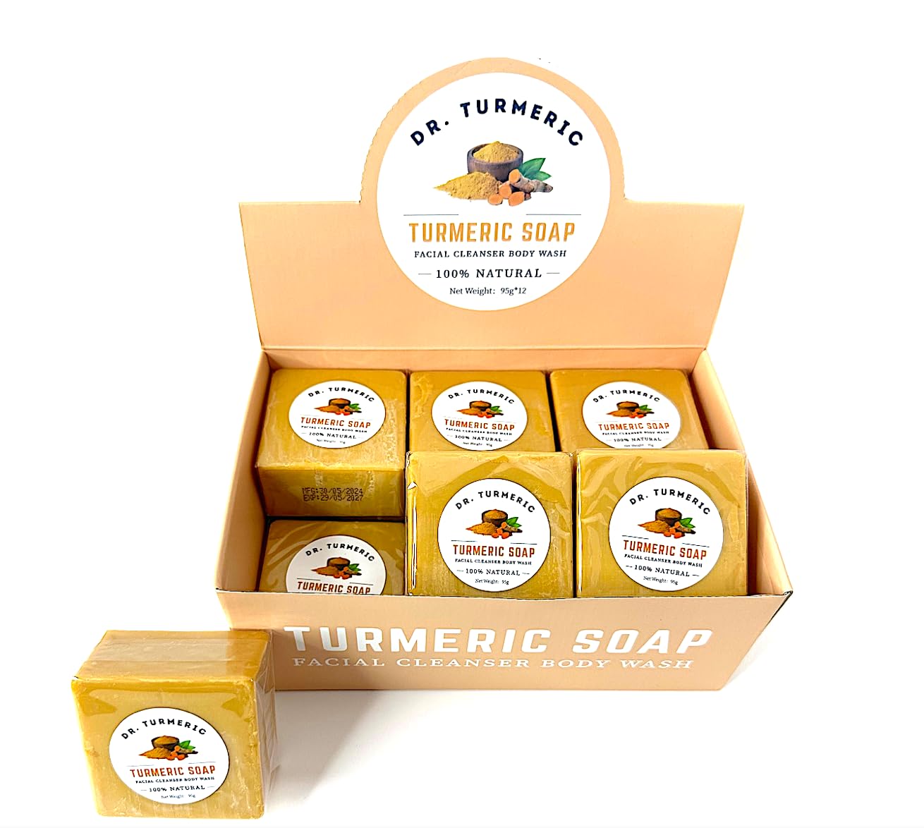 Turmeric Soap Bar Face Body Cleanser Moisturizing Lathering Deep Cleansing Evens Skin Tone Refreshing Scent Radiant Skin 12