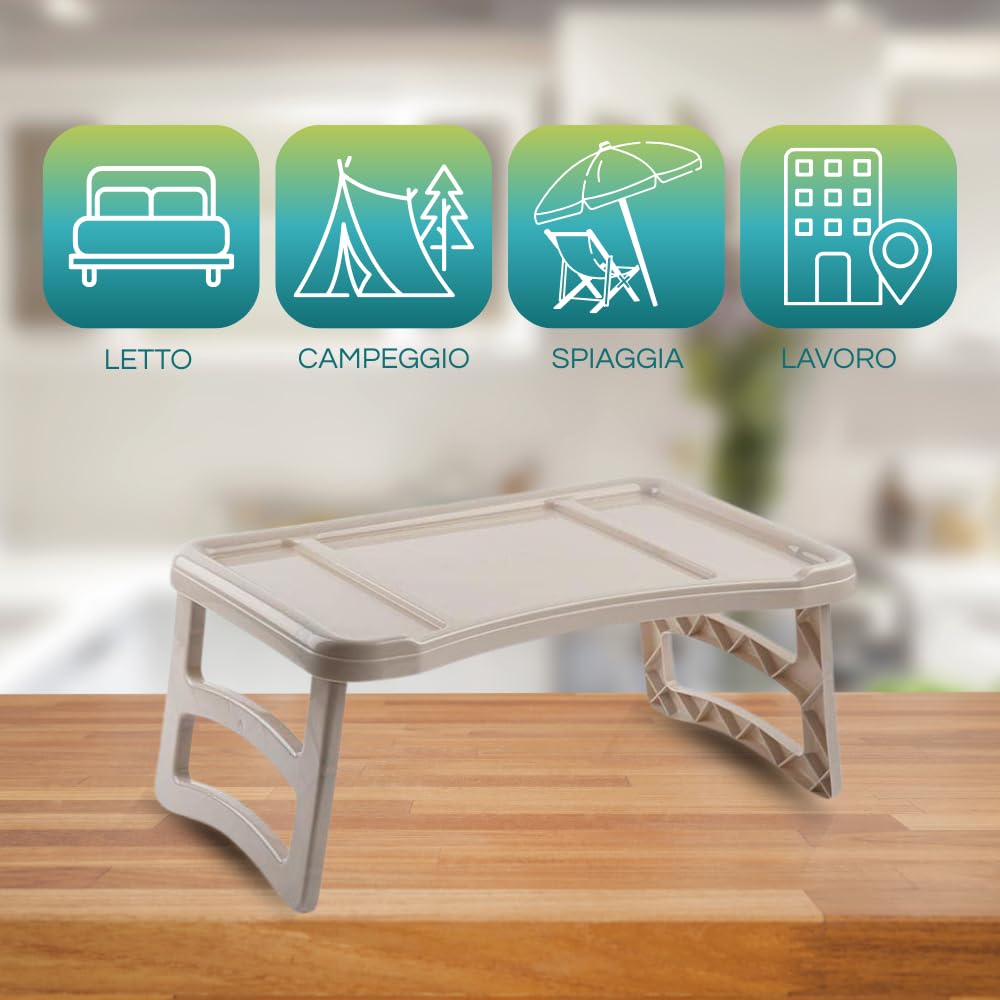 Vassoio Da Letto Pieghevole Surt 211A - 50x32x22 Cm Per Colazione, Studio O Campeggio, Rosa - Foto 11