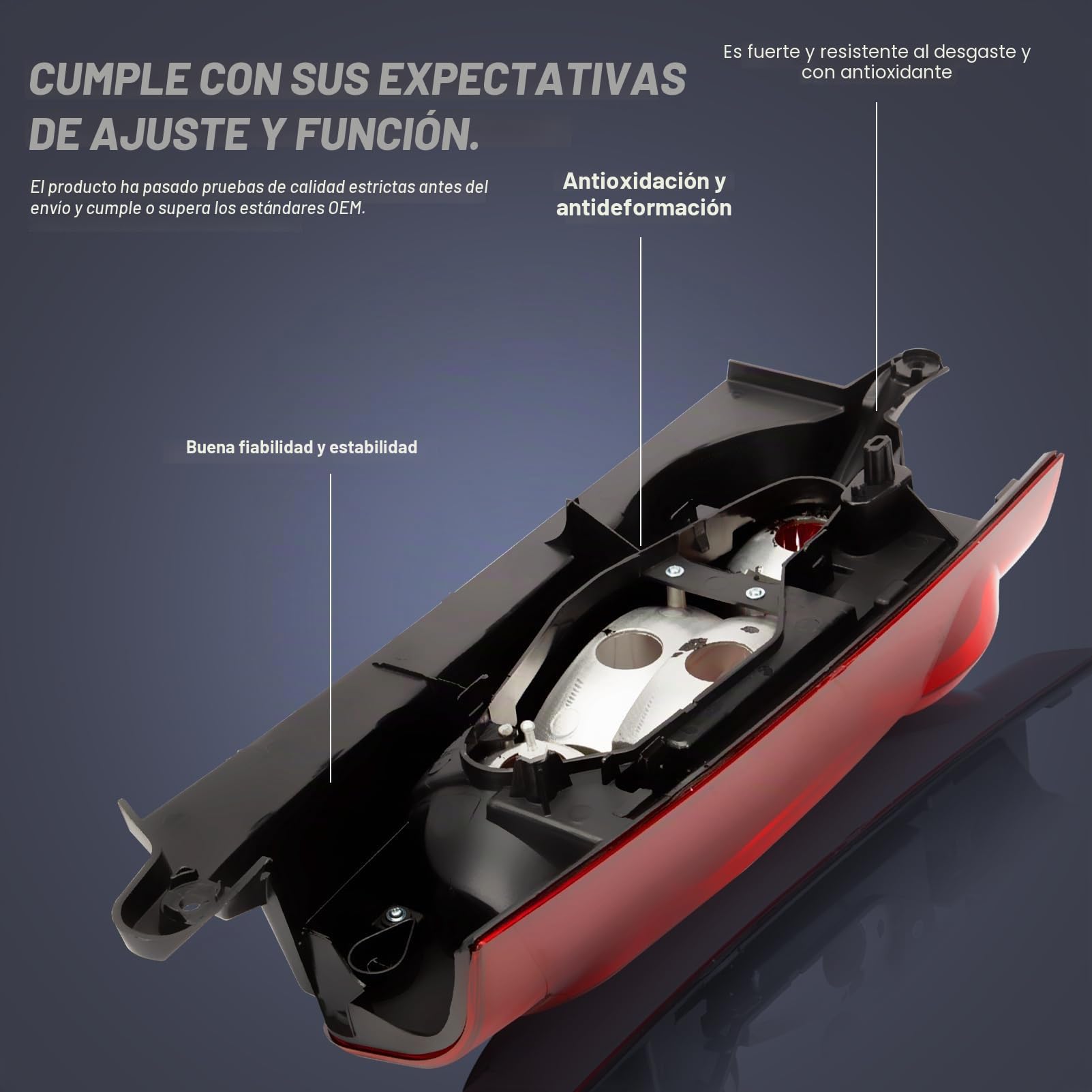 Piloto Trasero Derecha para Partner Citroën Berlingo Mk2 Van 2012-2019 | Faro Trasero con luz de posición, luz de freno, intermitente y luz de marcha atrás 9677205480 Lado Pasajero Luz trasera