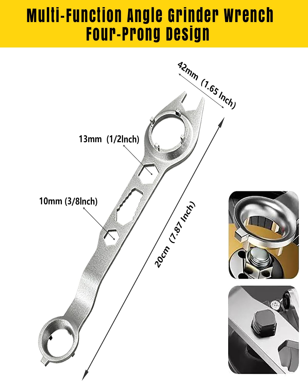 Chiave per smerigliatrice angolare multifunzione, adatta per smerigliatrice angolare da 10,2 cm a 22,9 cm, compatibile con Bosch, Dewalt, Milwaukee, Makita1, Metabo, Ryobi e così via.