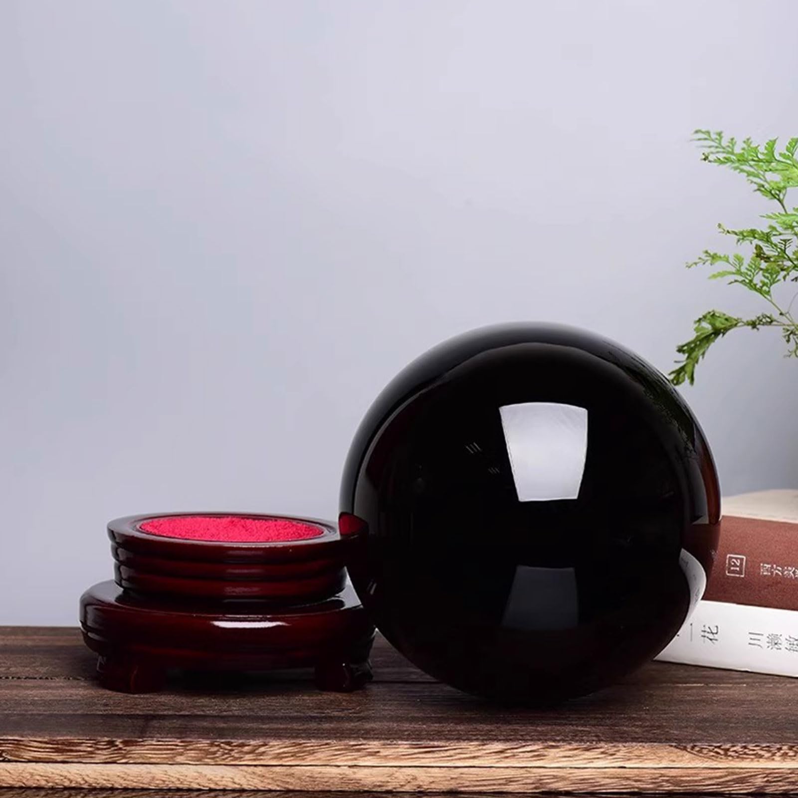 Naturalna obsydianowa kula ze stojakiem, kamień ochronny | 100% naturalny obsydian|pochłania negatywność|uziemienie i ochrona|reiki i czakra|wystrój domu