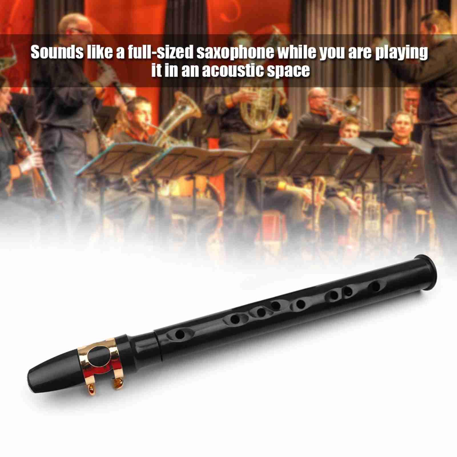 HUIOP Mini sassofono tascabile nero Piccolo sax portatile con borsa da trasporto nera Strumento a fiato,strumento a fiato