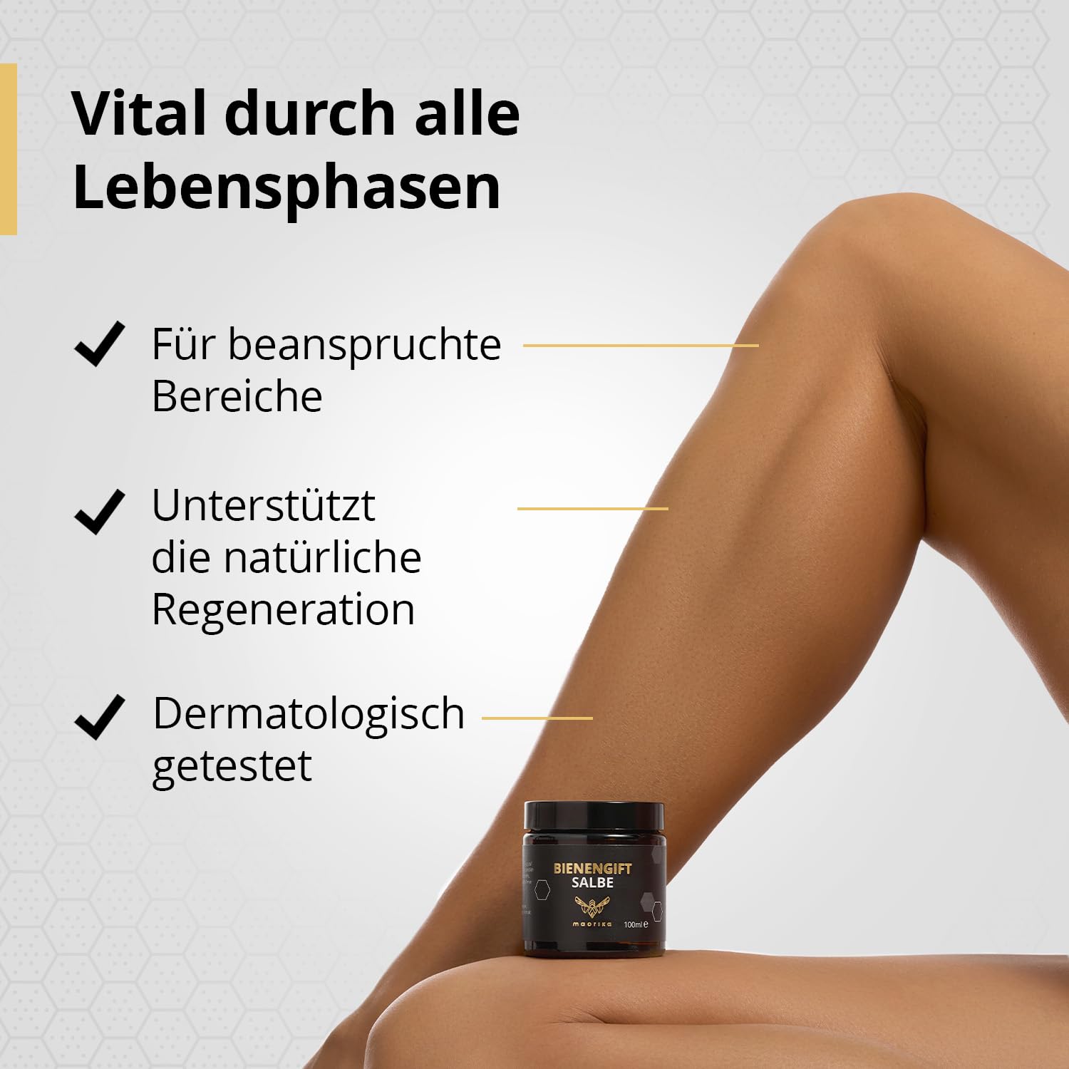 maorika Bienengiftsalbe mit Manukaöl (Kühlend & beruhigend) - Bienengiftcreme hochdosiert mit u.a. Shea Butter, Eukalyptus, Aloe Vera, Rosmarin & Zitronenschalenöl