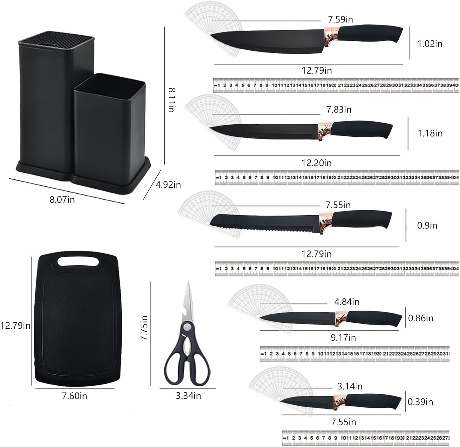19 piezas, (negro)