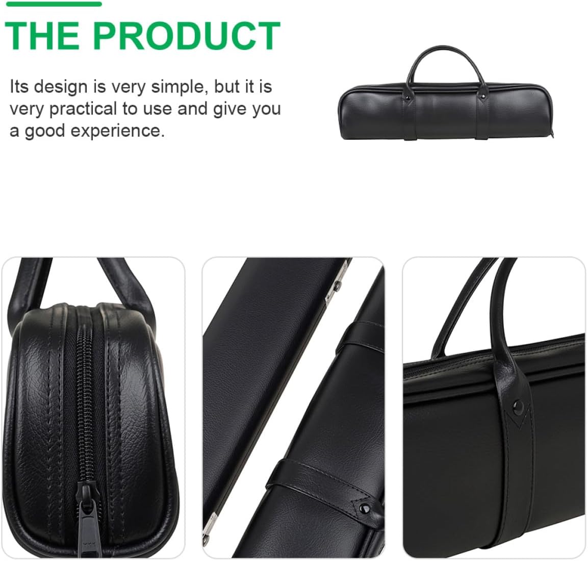 Black Leather Flute Storage Bag with Texture Protective Musical Instrument Carrying Container for Flute and Clarinet Accessories Easy Open and Close Design