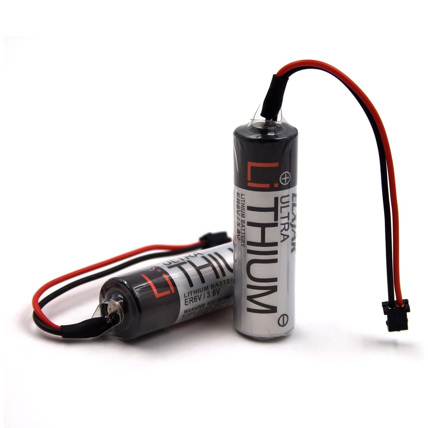 elxjar (2-Pack) 3.6V 2700mAh ER6V Battery Replacement for Toshiba PLC ER6VC119A ER6VC119B with Black Plug LS14500-MDS Non-Rechargeable