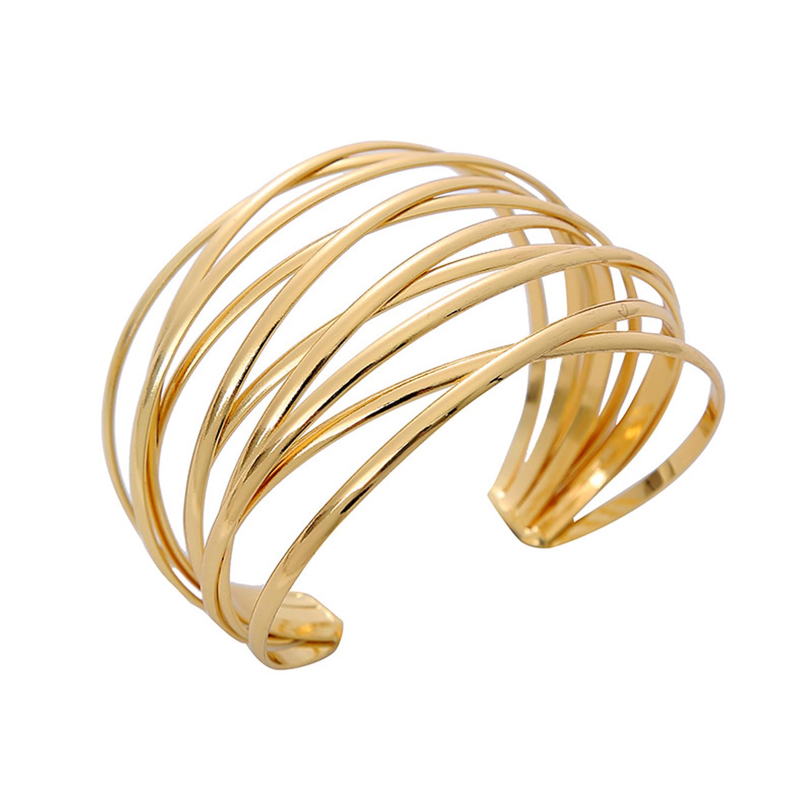 SSKHE Pulsera de oro, grande, ajustable, para mujeres, con hilo de cruz multicapa, chapada en oro, pulsera para mujer
