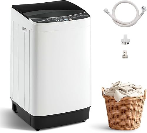 Miniatura 2 de Lavadora compacta completamente automática de 17 libras, lavado y centrifugado 2 en 1 con 10 programas, control inteligente, bloqueo infantil e