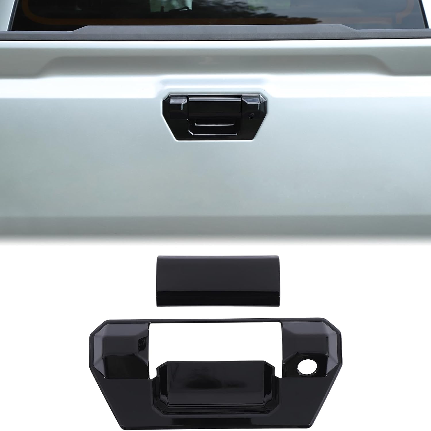 Aunginsy Tailgate Door Grab Handle Cover Trim Compatible with Toyota Tacoma 2024 2025 2026, ABS Rear Trunk Door Pull Handle Liftgate Panel Scratch Protector Decoration Accessories, Not Fit SR Version