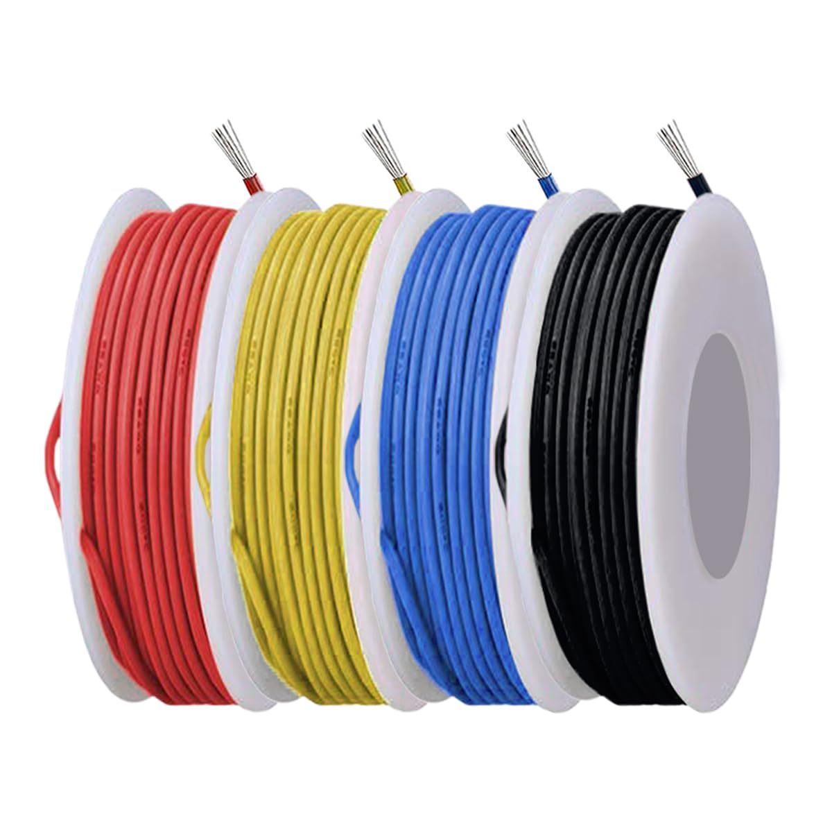 26 Gauge Solid Wire 300V PVC Electrical Wire 26AWG Insulation Tinned Coated Copper Wire Hook Up Wire 4Colors(Red/Yellow/Blue/Black) 5m/16.4ft Each Wire Assortment for Electronics DIY
