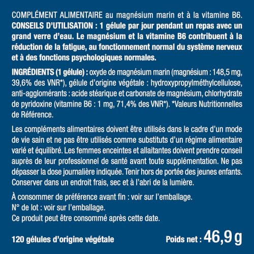 Magnésium Marin + Vitamine B6 | Breveté Simag55™ | 150 mg/jour – vue 9