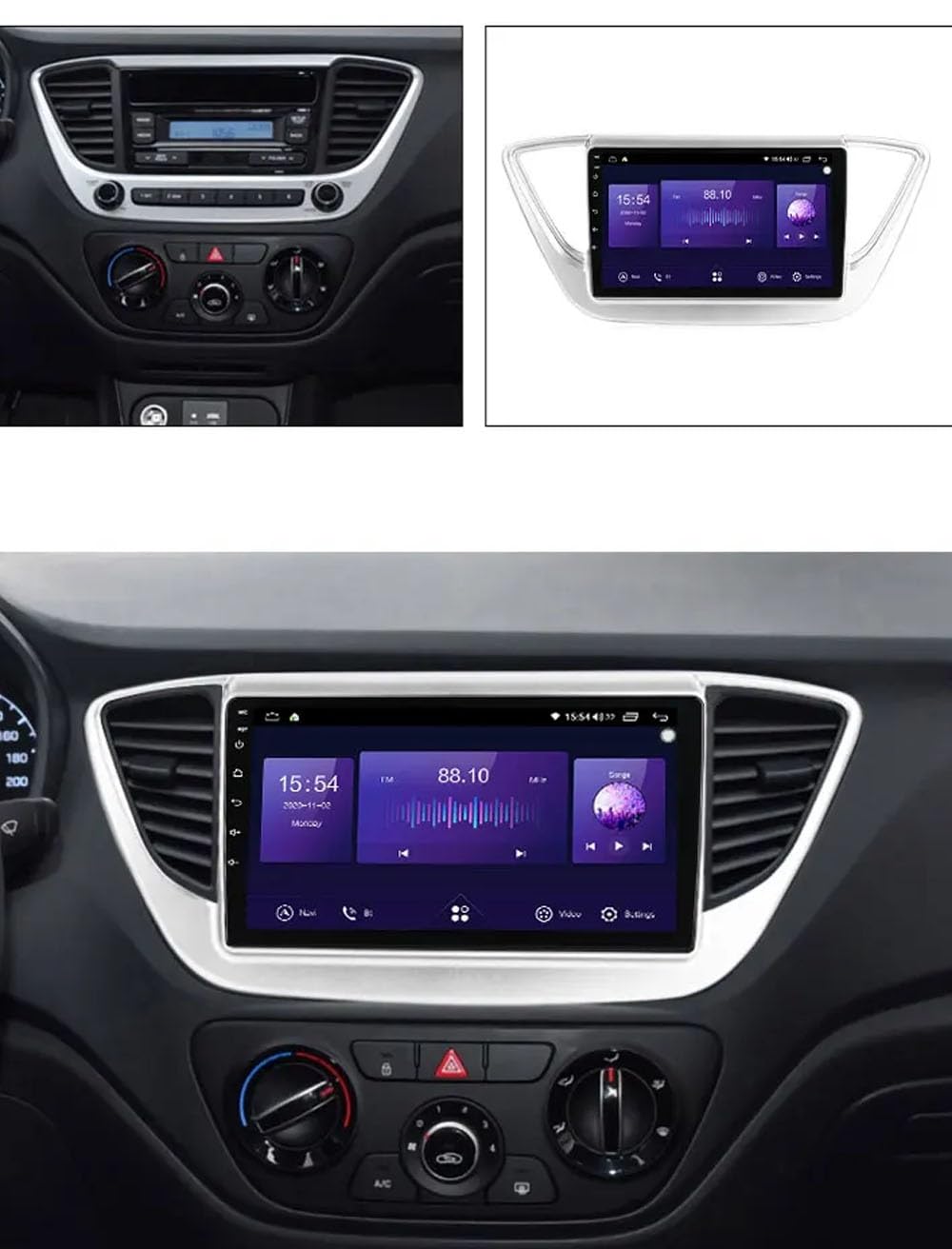 Ekran Carplay dla Hyundai Solaris 2 Verna 2017-2018 Przenośne Radio Samochodowe Z Ekranem Dotykowym Hd, Funkcją Mirror Link I Carplay;, 4 Rdzeń 4G+64G