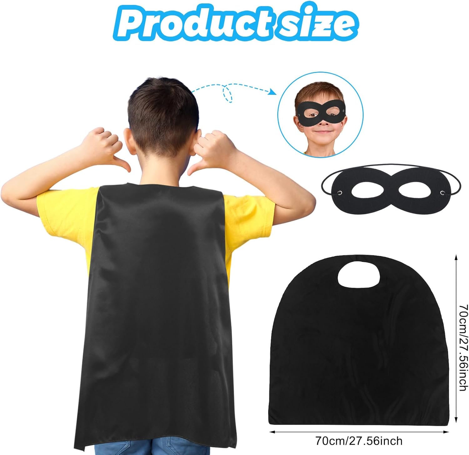 7 Pcs Orange Cat and Dog Costume Set for Kids Including Dog Ears Headbands and Noses Cat Ears Headband Tail Bowtie Black Eye Mask Cape for Halloween Party Cosplay World Book Day - Image 3