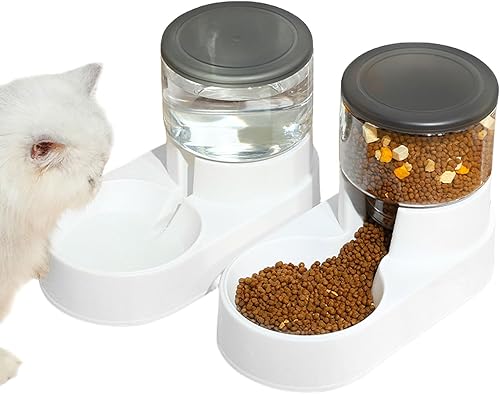 kathson Comedero automático para perros y dispensador de agua por gravedad para gatos, dispensador de agua y alimentos de gran capacidad, juego de