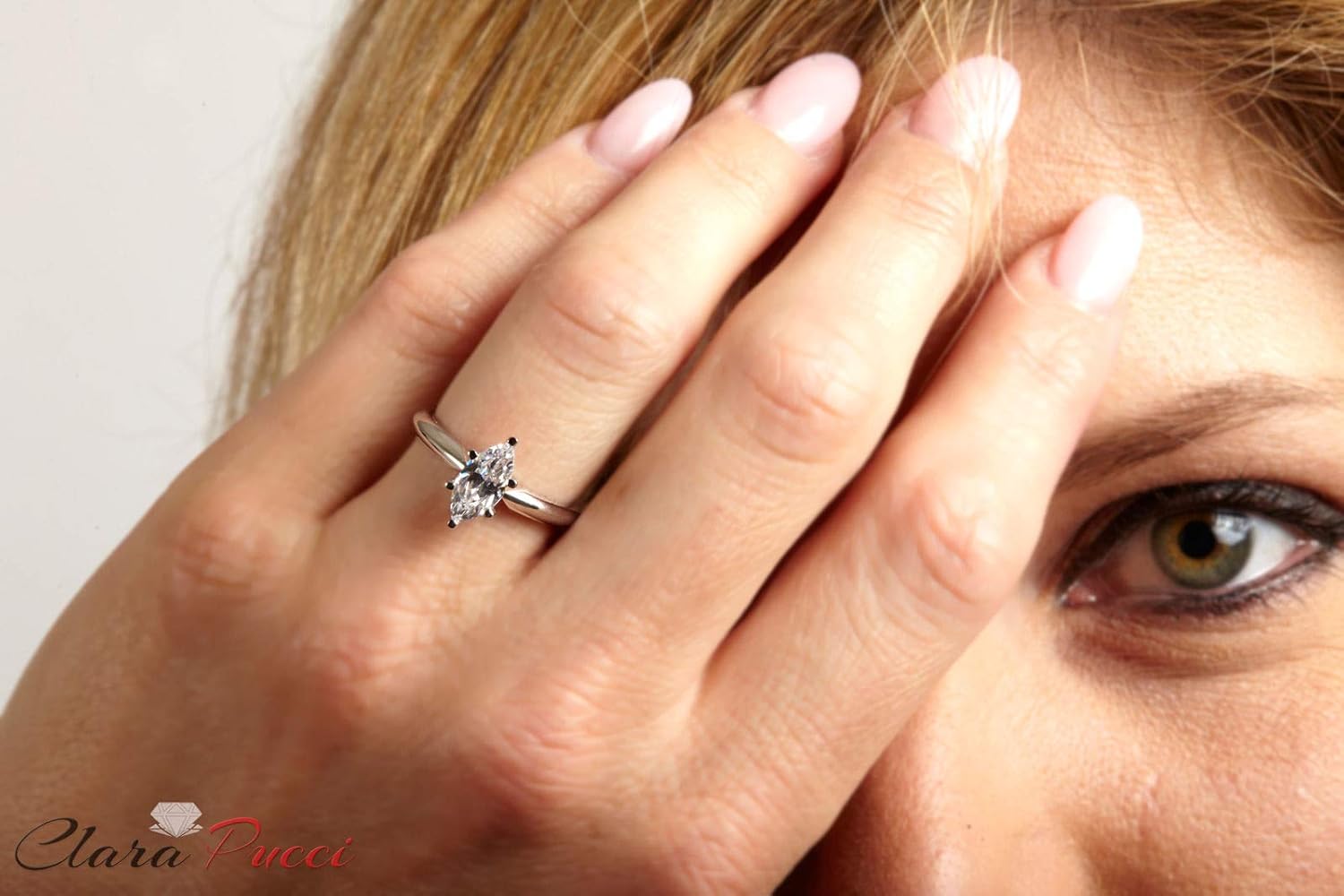 Clara Pucci 1.2 Ct Marquise Brilliant Cut Solitaire Promise Engagement Wedding Bridal Anniversary Ring 14K White Gold : Clothing, Shoes & Jewelry