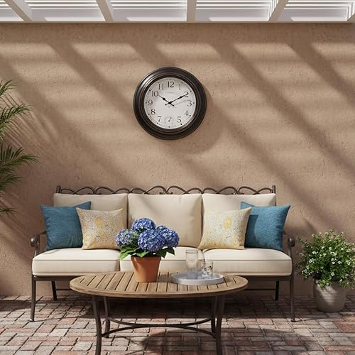 Miniatura 3 de Reloj grande impermeable para exteriores de 18 pulgadas, reloj de pared retro para interiores y exteriores con termómetro para patio, piscina, 18"