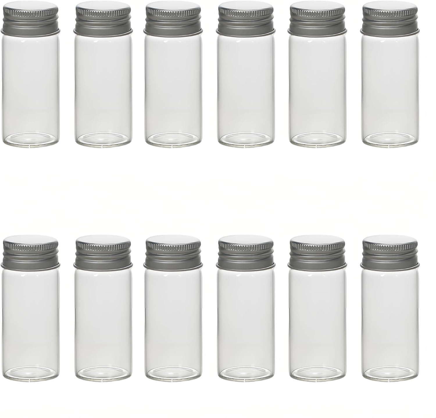 Empty Clear Small Glass Bottles with Aluminum Screw Lids Small Vials Mini Jars Sample Message Bottle Wedding Gifts DIY Decorations Travel Liquid Containers 12pcs