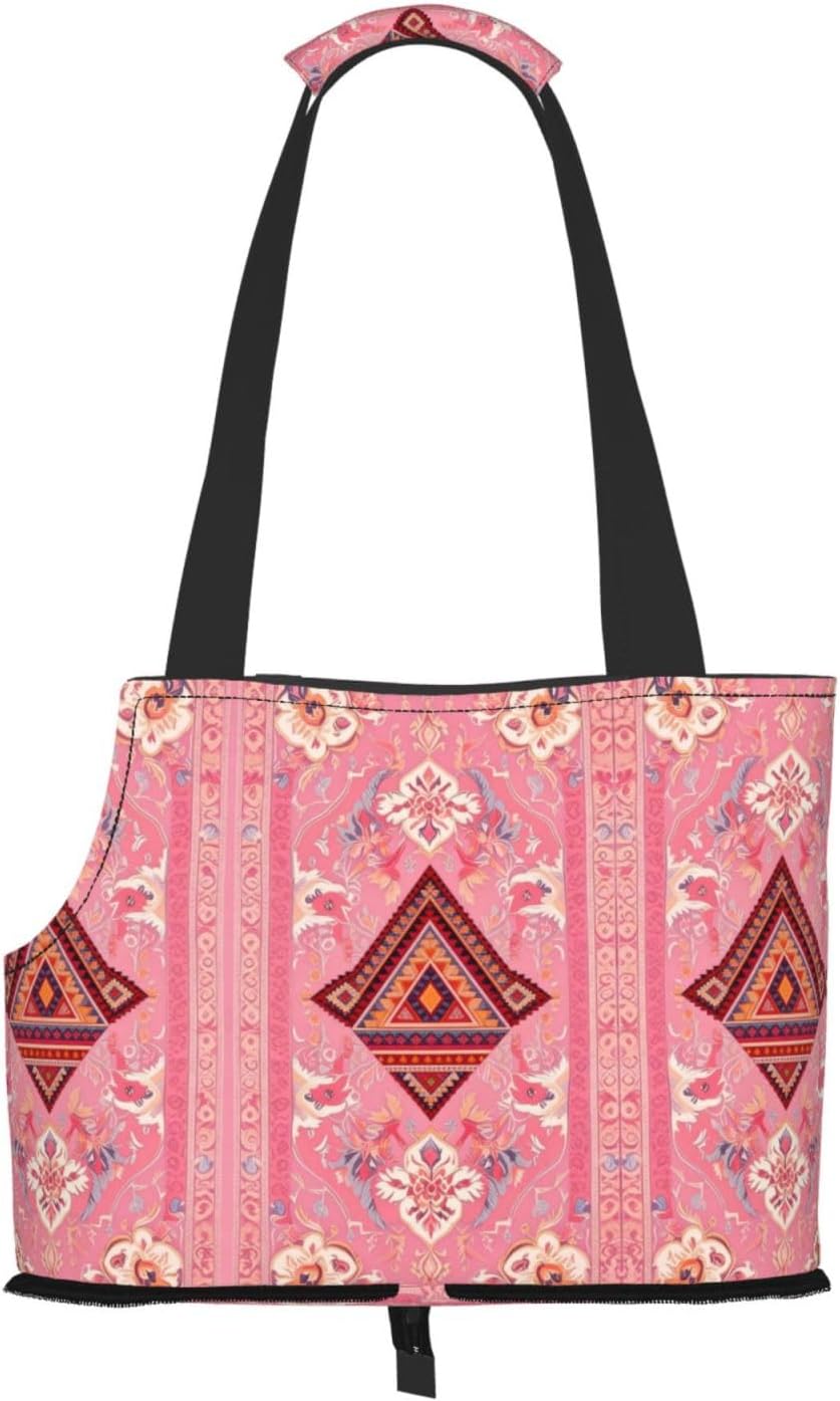 Bohemian Style Flowers Print Dog Purse Carrier for Small Dogs and Cats | Breathable Pet Carrier Bag & Portable Dog Travel Bag For Small Puppy Handbag, Secure Pet Purse For Outdoor Walking