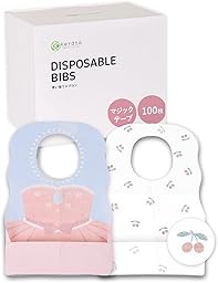 [ケラッタ] 使い捨て 食事エプロン【なりきりデザイン100枚入 個包装】 子供 赤ちゃん ベビー 防水 紙エプロン 離乳食 大容量 (ドレス/チェリー)