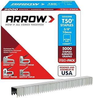 Arrow Fastener 506IP Heavy Duty T50 Staples for Upholstery, Construction, Furniture, Crafts, 3/8-Inch Leg Length, 3/8-Inch Crown Size, 5000-Pack