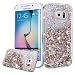 Galaxy S6 Case, Galaxy S6 Liquid Glitter Case,PHEZEN 3D Creative Design Shiny Quicksand Flowing Bling Glitter Sparkle Heart Clear Hard Case for Samsung Galaxy S6 - Gold Diamonds