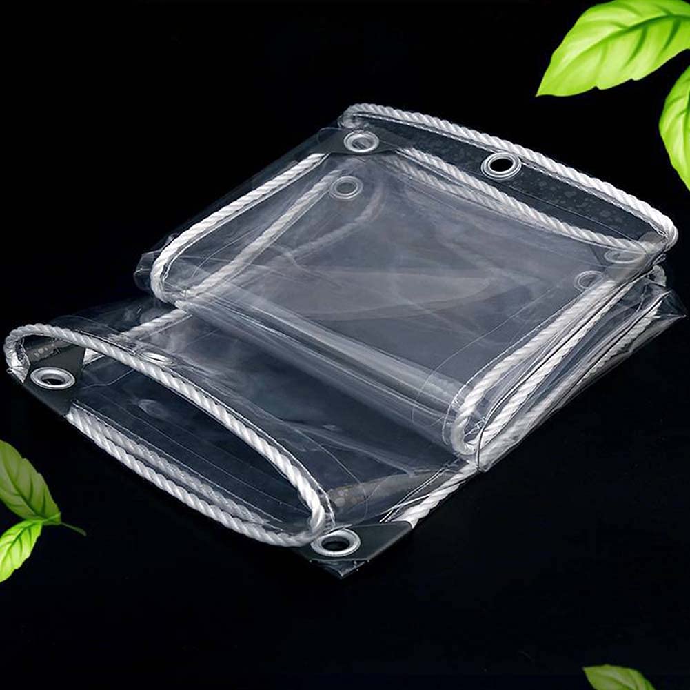 4m x 5m Transparent PVC Plane Gewebeplane Abdeckplane Wasserdicht Schwerlast Wetterresistent Draussen Klar Wasserdicht Vorhang Mit Tülle Gartenmöbel Abdeckungen