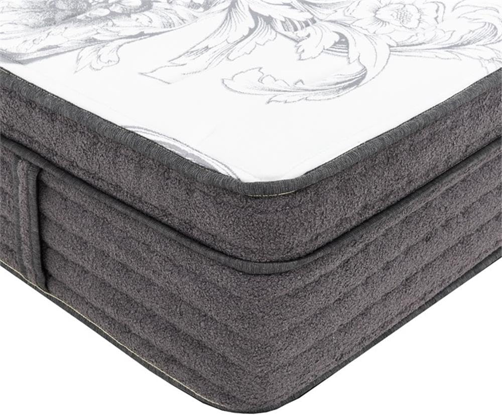 Pemberly Row 15-Inch Cal King Euro Top Hybrid Mattress, Medium Firm, Gel Foam Layers, Zoned Pocket Coils, Reinforced Edge, Cooling Knit Cover, Floral Pattern, Comfortable Bedroom Sleep Surface