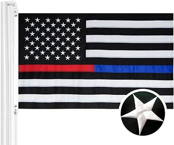 Thin Blue Line and Thin Red Line Flag - 3x5 ft with Embroidered Stars and Sewn Stripes, Long Lasting Nylon, UV Protection Perfect for Outdoors