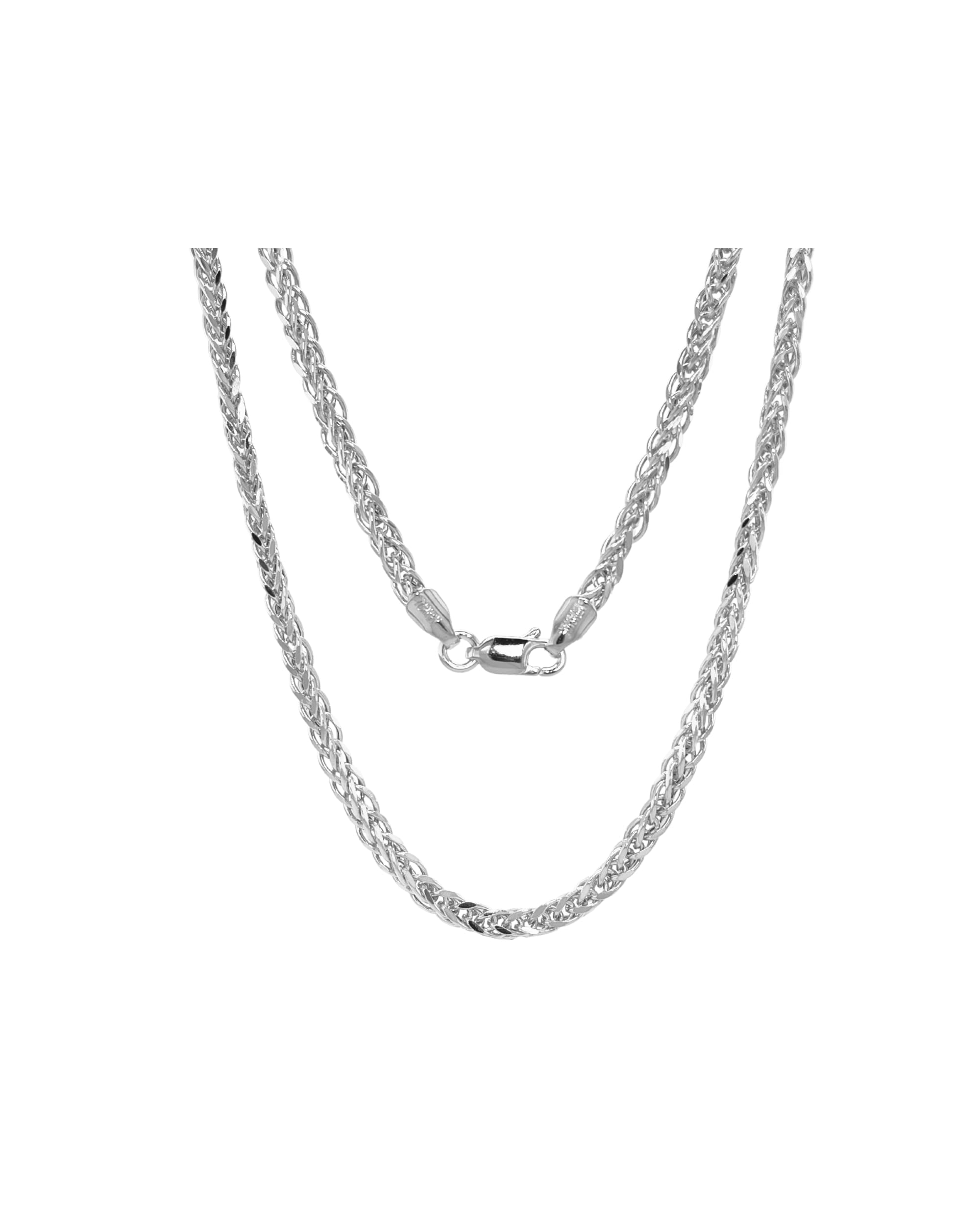 JEWELHEART 14K White Gold Square Wheat Chain