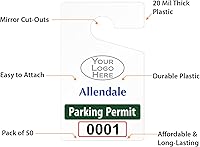 Vista 4 de SmartSign Paquete de 50 etiquetas colgantes personalizadas para permiso de estacionamiento con texto en inglés «Add Your Logo and Text Here» 3 x 5