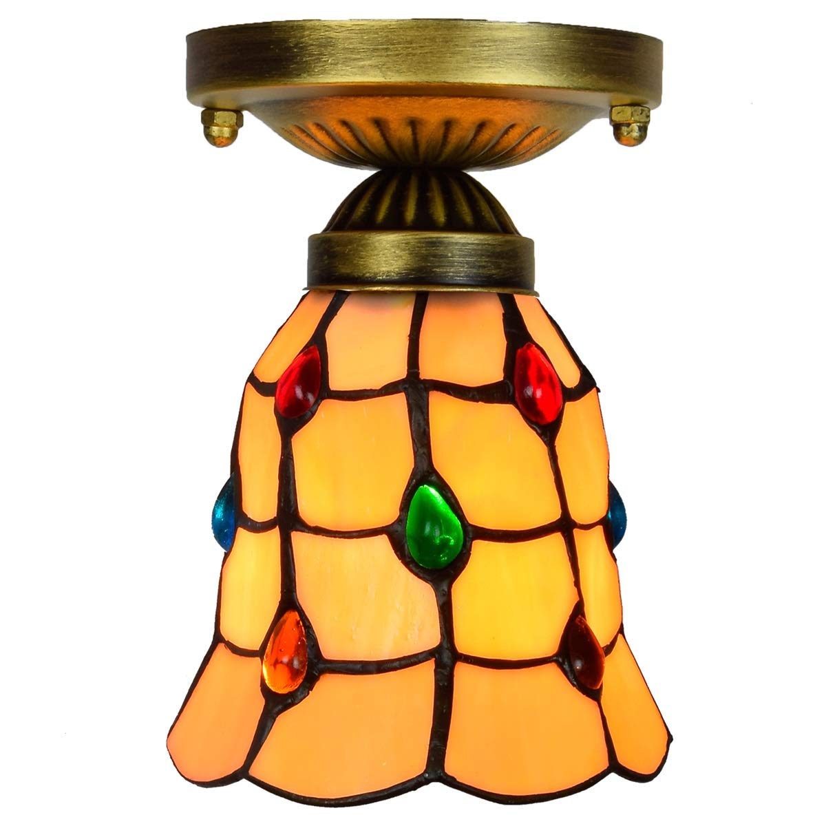 Plafonnier Tiffany 15 cm et perles colorées pour illuminer votre balcon