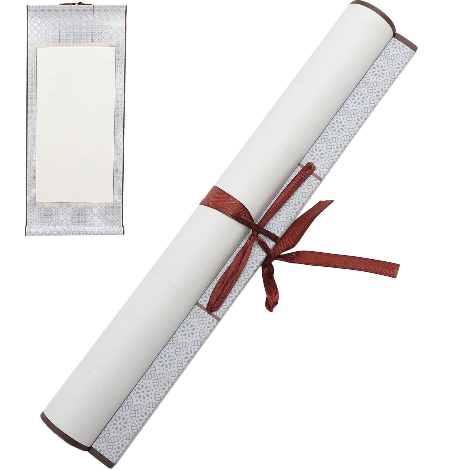 Chinese Blank Calligraphy Scroll, Blank Hanging Scroll 2 Pcs Chinese Calligraphy Paper for Writing and Painting Multicolor(Grey)
