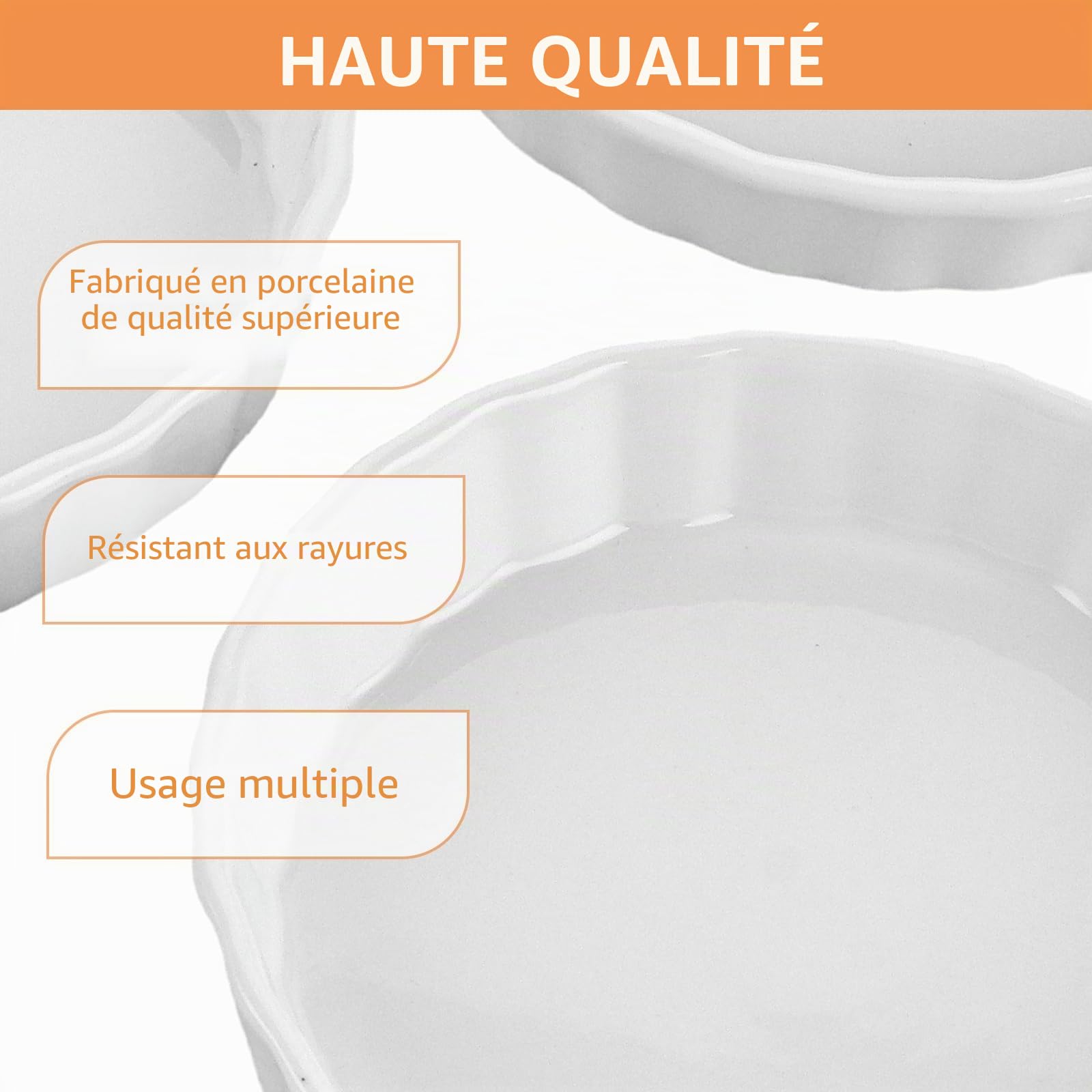 APACALI 6 PCS Moules à Tarte en Porcelaine, 120ml Ramequin Moule à Soufflé Crème Brulée, Ramequin Creme Brulee pour Muffin, Gâteau, Dessert, Sauce