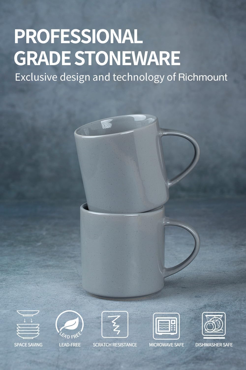Juego De 4 Tazas De Café De Gres con Asa Grande De 355 Ml (12 Oz) Latte, Capuchino, Té Y Más - Aptas para Microondas Y Lavavajillas - Cappuccino White Mug Set - 4PCS