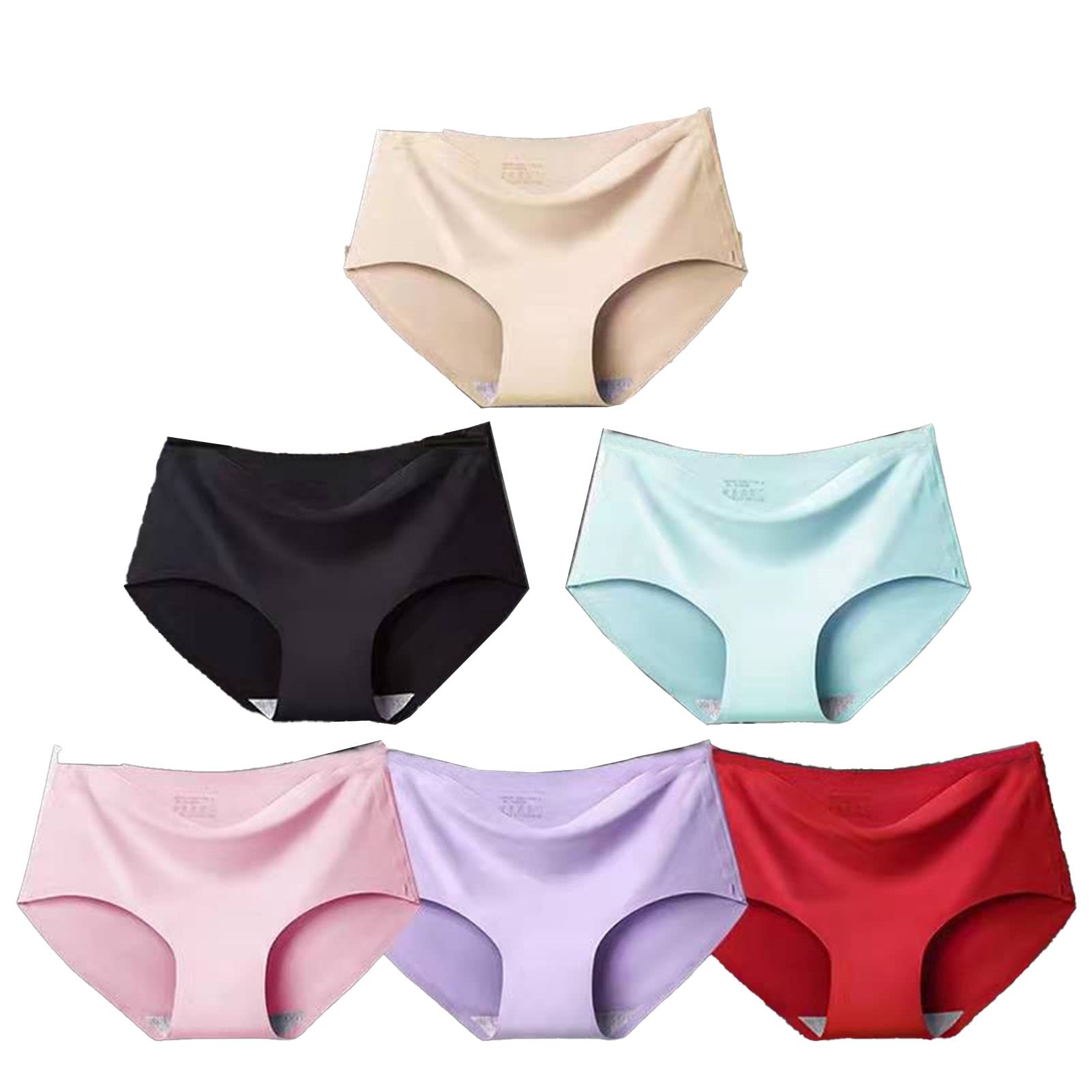 dsheng Couture Ice Silk Briefs, Home Seamless Women's Briefs, Medium Size, Pack of 6