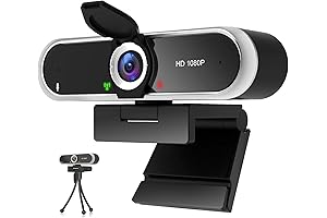 Webcam 1080P with Microphone, Webcam Cover | Plug and Play with Auto...