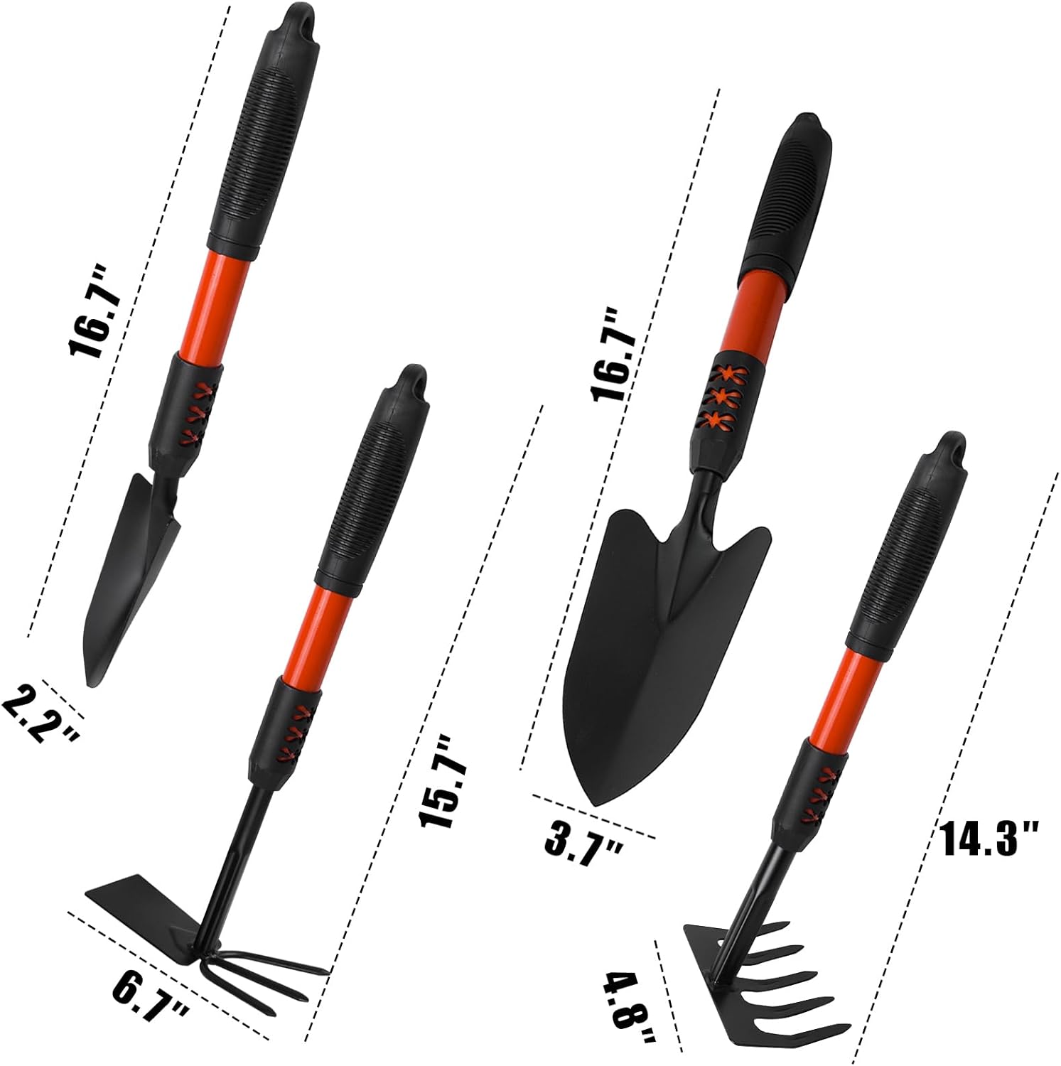 Luwint 4-Piece Garden Tool Set with Non-Slip Ergonomic Handles, Heavy Duty Steel Gardening Hand Tools Kit for Weeding Digging Planting