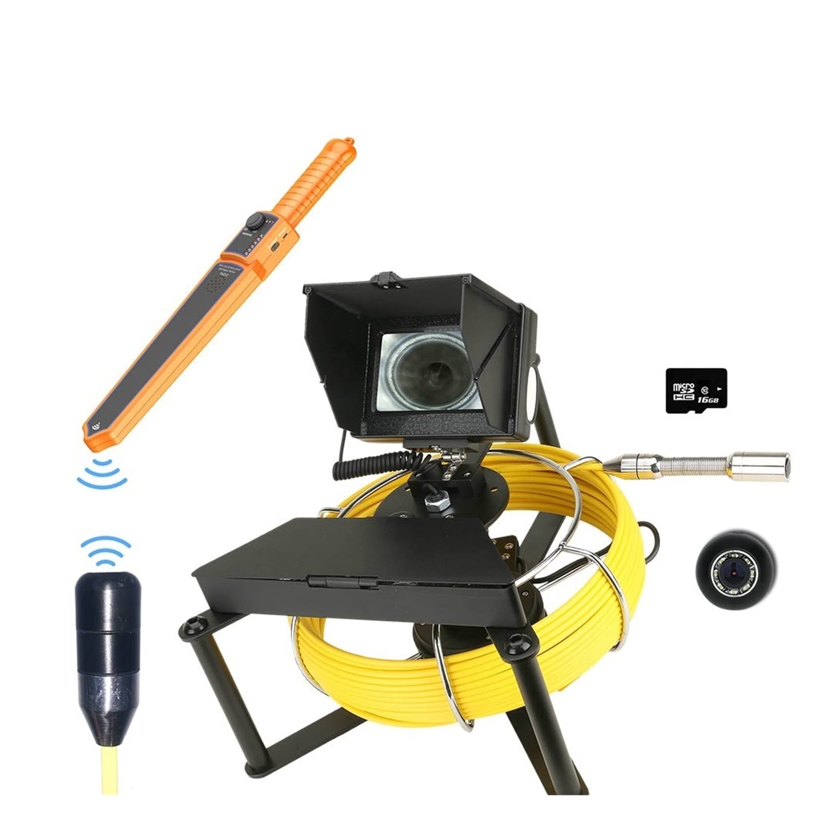 LNHHG Sewer Camera With 4.3inch IPS Color Monitor Sewer Pipe Inspection Camera With 16GB DVR 512HZ Pipe Locator Sewer Drain Industrial Endoscope