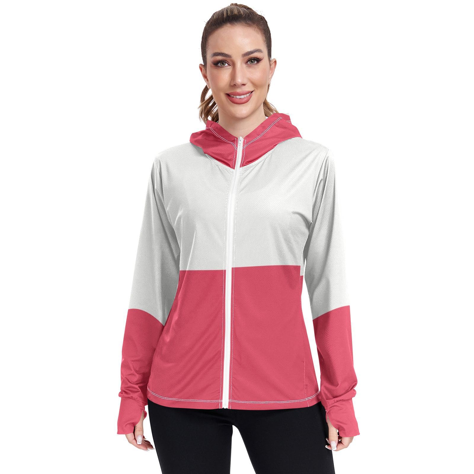 Poland Flag Womens UPF 50+ Sun Protection Hoodie Jacket Lightweight Long Sleeve Sun Shirt with Pocket Multicoloured