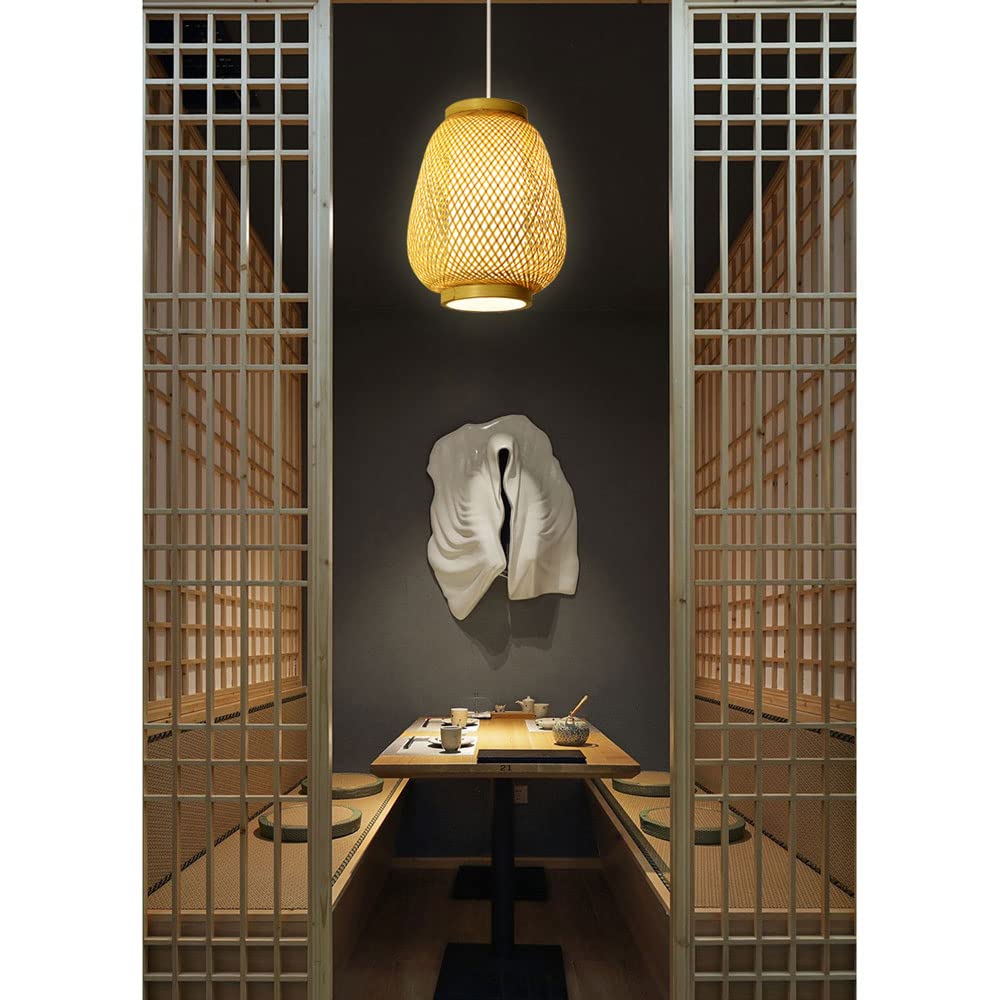 Oświetlenie Lampa wisząca z naturalnego materiału bambusowego, lampa wisząca w stylu japońskim, 1 opakowanie tradycyjnych opraw sufitowych