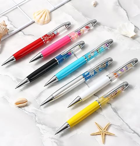 Miniatura 6 de Gullor 5 bolígrafos retráctiles, bolígrafo flotante dinámico brillante con purpurina de arena líquida, serie Ocean