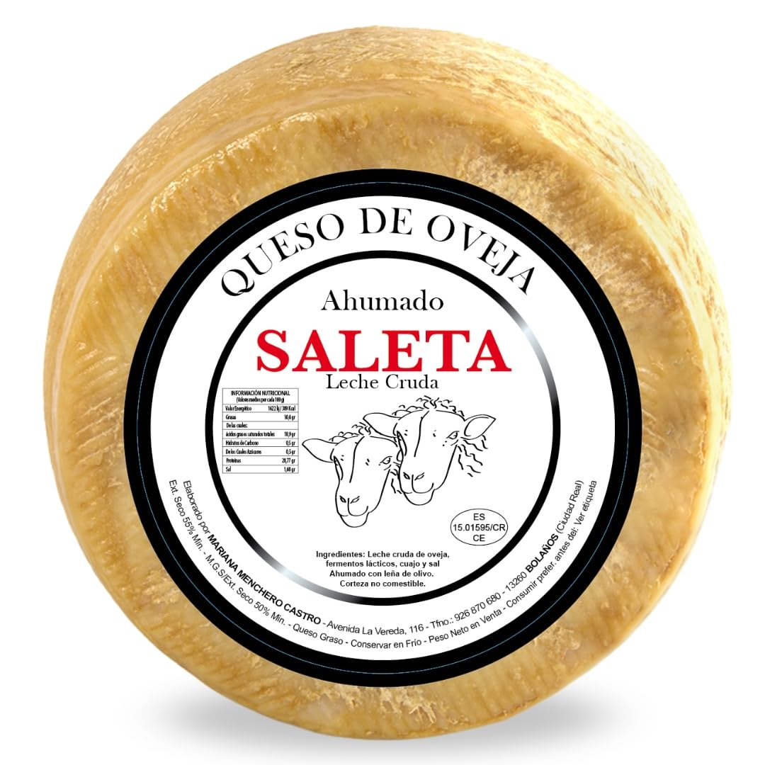SALETA® Queso Semicurado Entero de oveja Gourmet (1,3 Kg) | Elaboracion Artesana Quesos de La Mancha | Quesos de leche de oveja | Caja Gourmet para regalar | Queso Gourmet Regalo — view 7