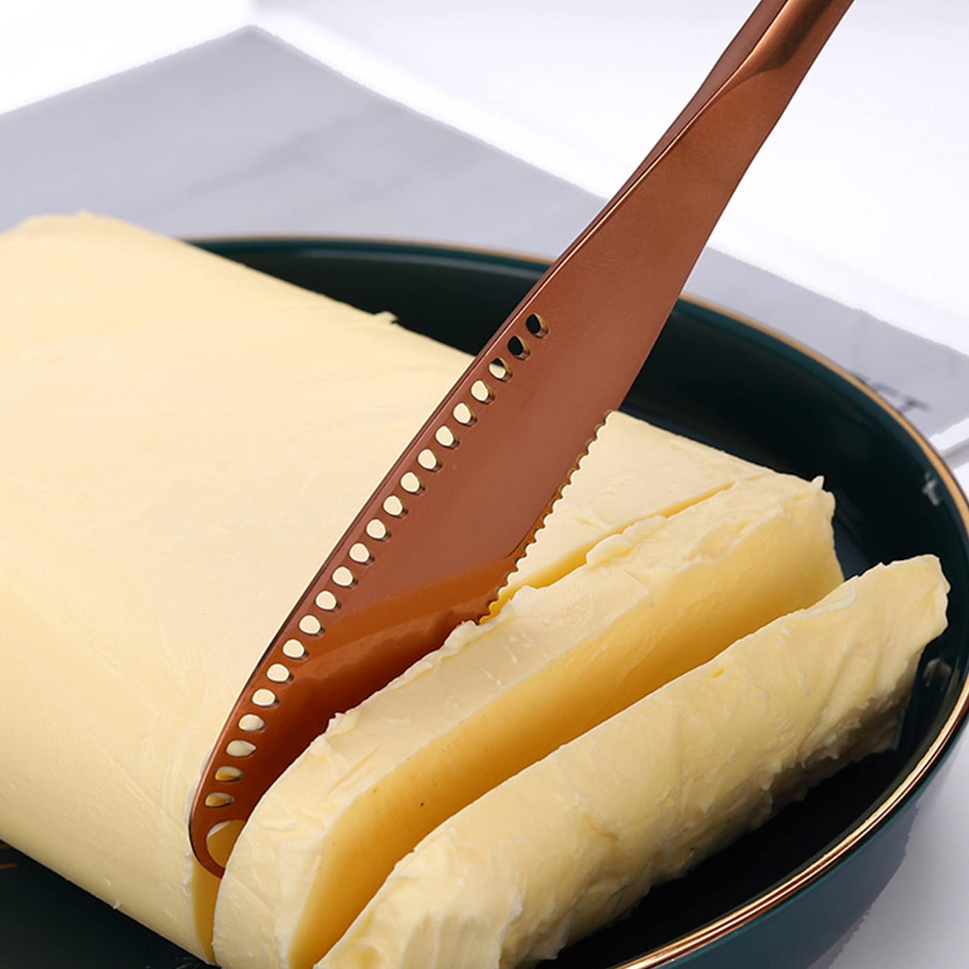 pepplo® Butter Knife with Holes, Thickened Stainless Steel Butter Spreader Knife, Multifunctional Butter Knife for Cold Butter, Spread that Butter Knife 3- in- 1 Kitchen Gadgets(1PCS, Black) 3
